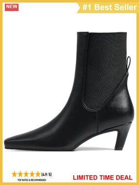 Kitten Heel Ankle Boots Womens Chelsea Booties Square Toe Faux Suede